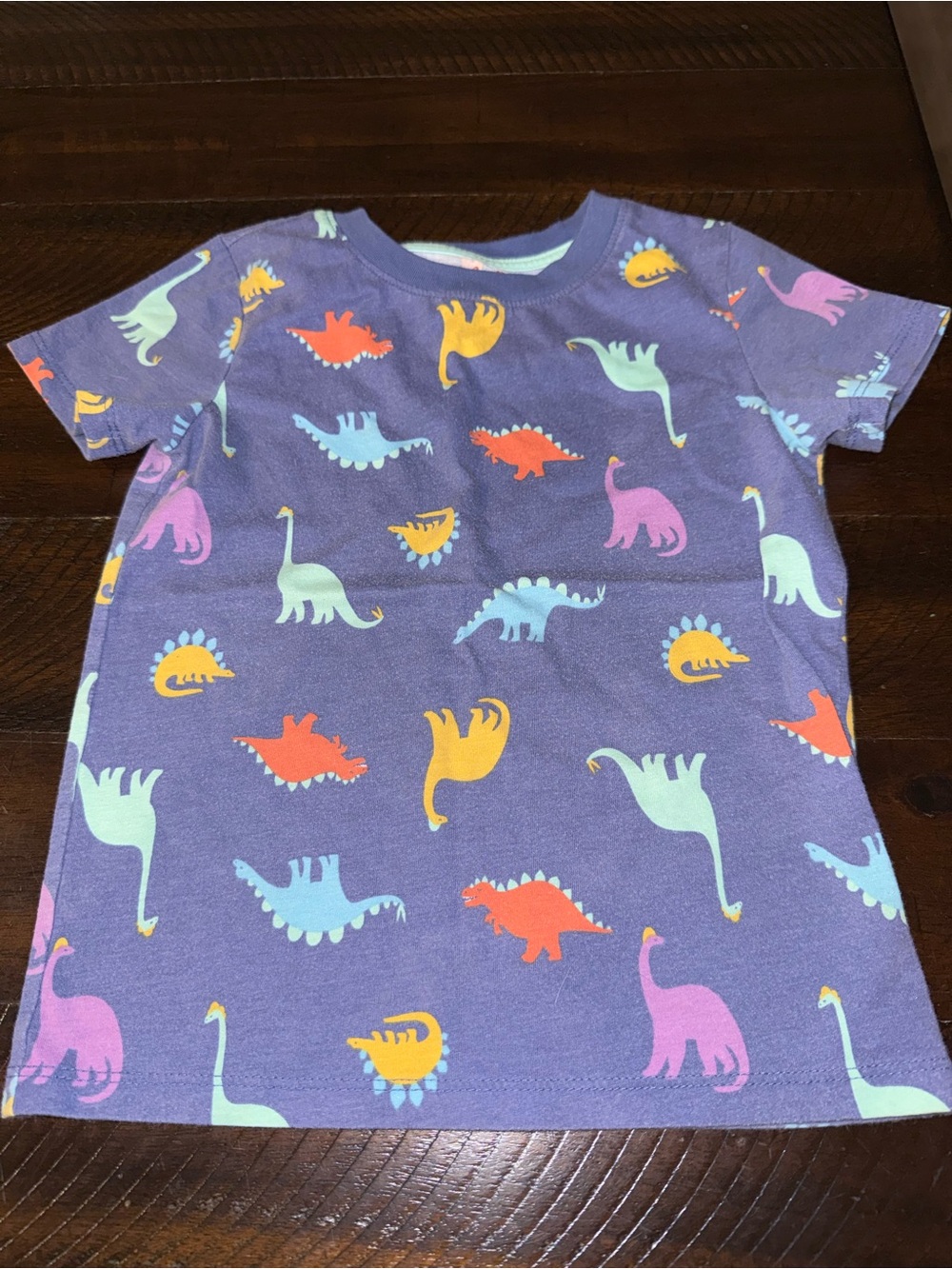4T Purple Dinosaur Print Short Sleeve Top